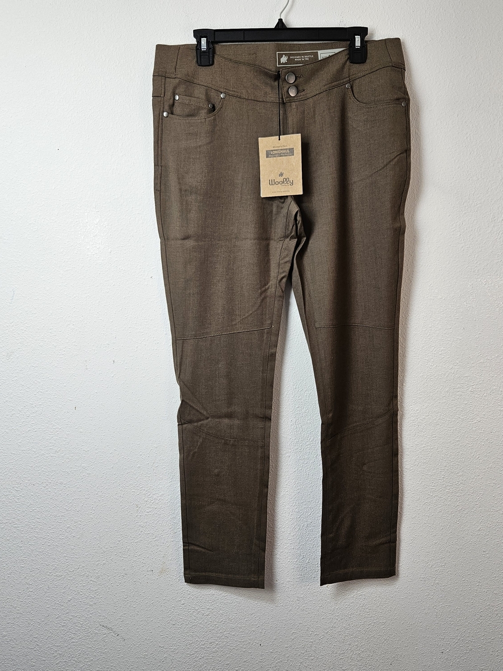 Woolly Seattle Longhaul Light Merino Wool Blend Pants Size 10 New Brown